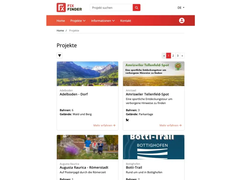 FixFinder-Website: Ansicht auf einem Tablet.